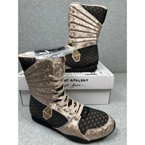 Society Nine EOS High Top Boxing‎ Shoes Womens 8.5 Black Champagne NEW